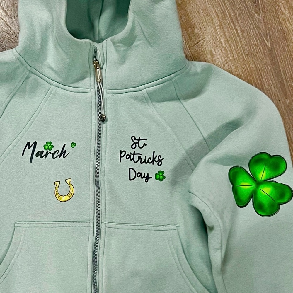 St. Patrick's Day Adult Small crop Hoodie - Green Boutique Custom made one only